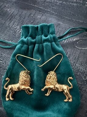 Givenchy Gold Lion Drop Earrings
